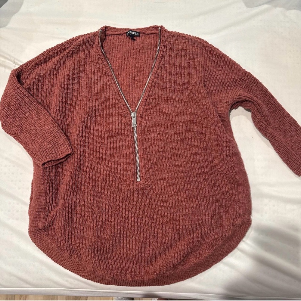 Express Rust Sweater with Zipper